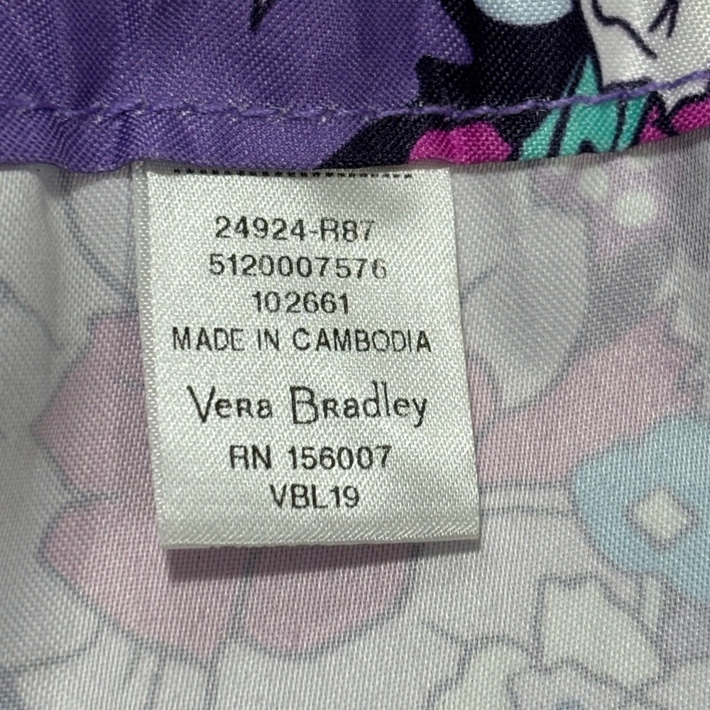 VERA BRADLEY Enchanted Garden Drawstring Bag Purple Floral Backsack - Picture 5 of 9